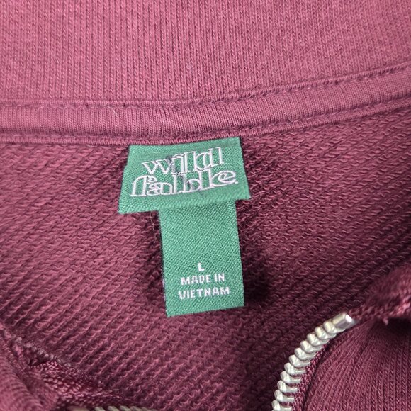 Wild Fable Polo Collar Pullover Sweatshirt Size L Oxblood Burgundy Raglan Sleeve - Picture 5 of 7
